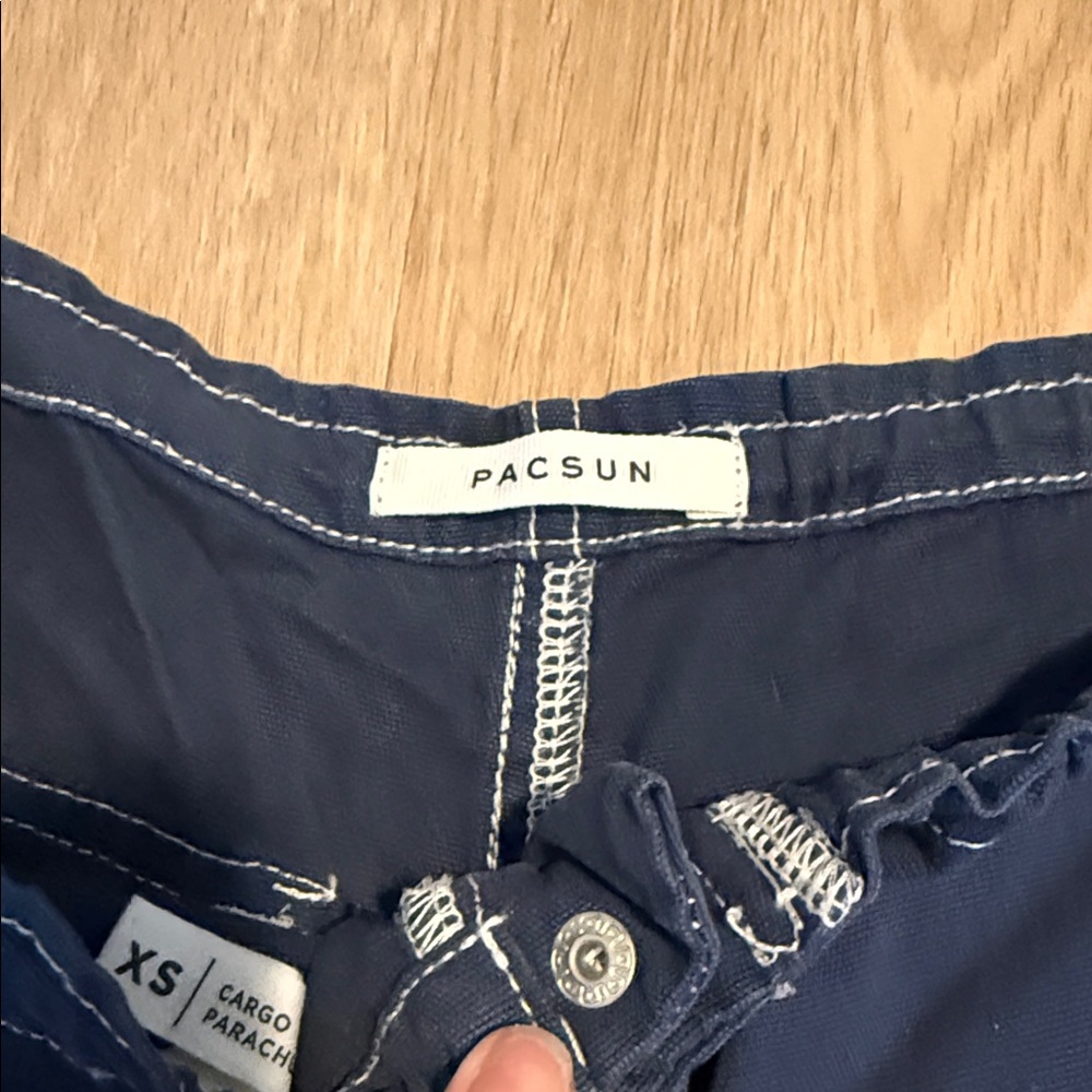 PacSun Blue Low Rise Cargo Parachute Pants - Picture 6 of 6